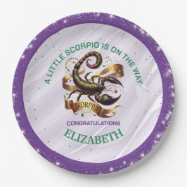 Lavender and Green Scorpio Zodiac Baby Shower Pappteller