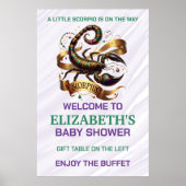 Lavender and Green Scorpio Zodiac Baby Shower Poster (Vorne)