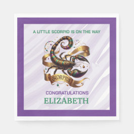 Lavender and Green Scorpio Zodiac Baby Shower Serviette