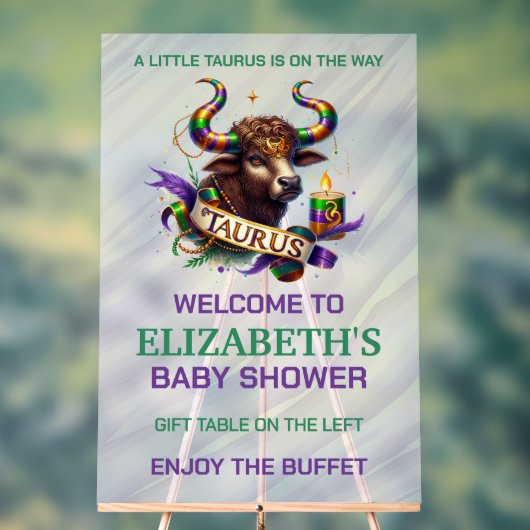 Lavender and Green Taurus Zodiac Baby Shower Acrylschild (Neutral)