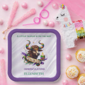 Lavender and Green Taurus Zodiac Baby Shower Pappteller (Party)