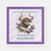 Lavender and Green Taurus Zodiac Baby Shower Serviette (Vorderseite)