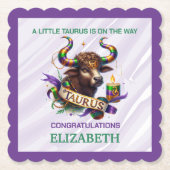 Lavender and Green Taurus Zodiac Baby Shower Untersetzer (Vorderseite)