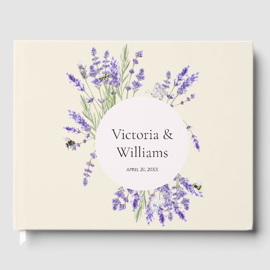 Lavender and Ivory Regency Round Frame Guest Book Gästebuch (Vorderseite)