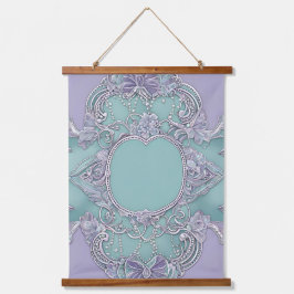 Lavender and mint green floral design AI art Wandteppich Mit Holzrahmen