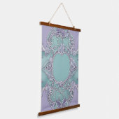 Lavender and mint green floral design AI art  Wandteppich Mit Holzrahmen (Gewinkelt)