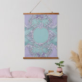 Lavender and mint green floral design AI art  Wandteppich Mit Holzrahmen (Schlafzimmer)
