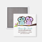 Lavender and Mint Owls Wedding Magnet (Vorderseite/Rückseite)