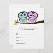 Lavender and Mint Owls Wedding RSVP Karte (Vorne/Hinten)