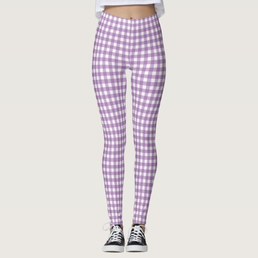 Lavender and White Gingham Leggings (Vorderseite)