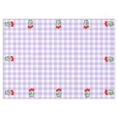Lavender and White Gingham Pattern and Tulips Tischdecke (Vorderseite (Horizontal))