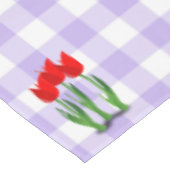 Lavender and White Gingham Pattern and Tulips Tischdecke (Schrägansicht)