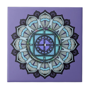 Lavender Aqua Mandala Schwarz-weiß Stripe Yin Yang Fliese