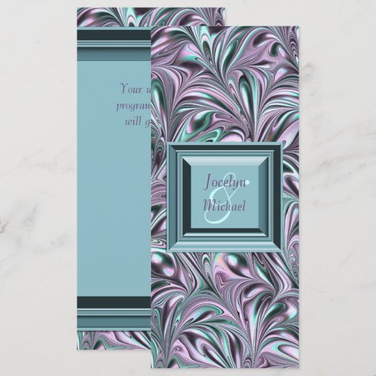 Lavender Aquamarin Blue Wedding Programm (Vorne/Hinten)
