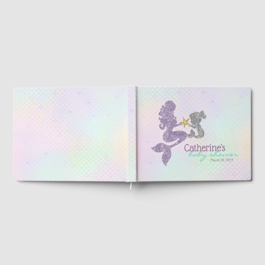 Lavender & Aquamarin Mermaid Baby Showbook Gästebuch (Voll)