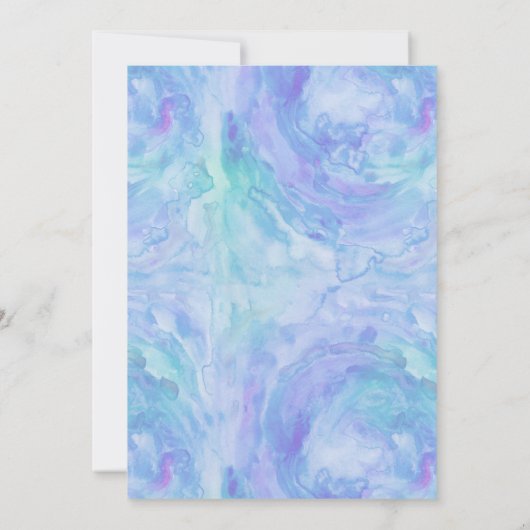Lavender Aquamarine Wasserfarbenbaum Bat Mitzvah Einladung (Rückseite)