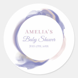 Lavender-Aquarell-Abstrakt-Baby-Party Runder Aufkleber