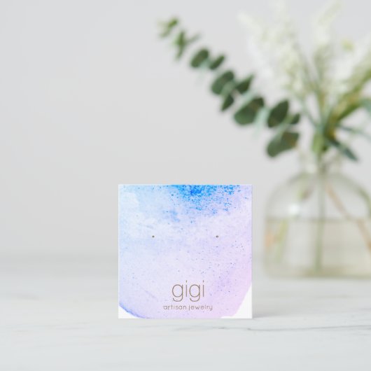 Lavender Aquarellfarbenstecker Earring Display Hol Quadratische Visitenkarte (Stehend Vorderseite)