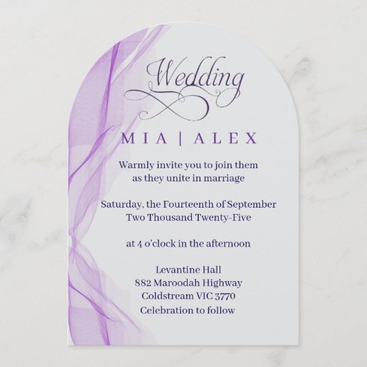 Lavender Arch Elegant Wedding Invitation Einladung (Vorderseite)