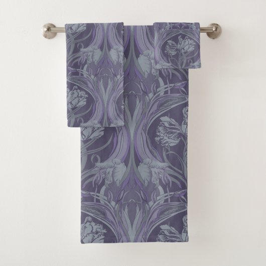 Lavender Art Nouveau Tulips Badetücher Badhandtuch Set (Insitu)