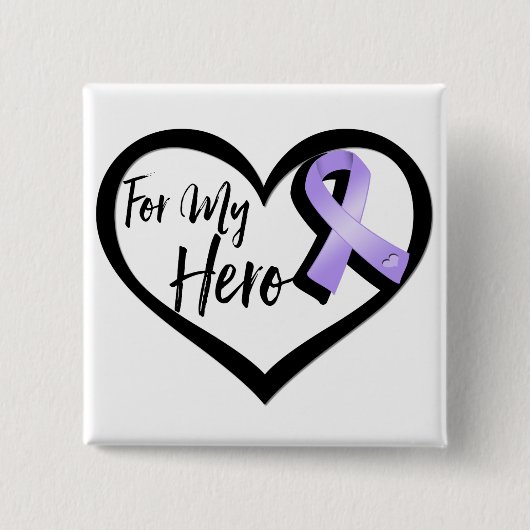 Lavender Awareness Ribbon für meinen Helden Button (Vorderseite)