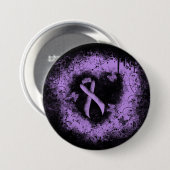 Lavender Awareness Ribbon Grunge Herz Button (Vorne & Hinten)