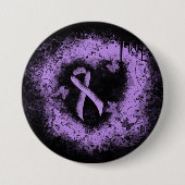 Lavender Awareness Ribbon Grunge Herz Button (Vorderseite)