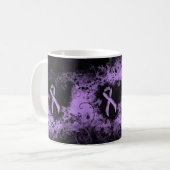 Lavender Awareness Ribbon Grunge Herz Kaffeetasse (Vorderseite Links)