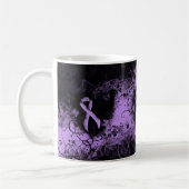 Lavender Awareness Ribbon Grunge Herz Kaffeetasse (Links)
