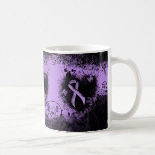Lavender Awareness Ribbon Grunge Herz Kaffeetasse