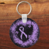 Lavender Awareness Ribbon Grunge Herz Schlüsselanhänger (Vorderseite)
