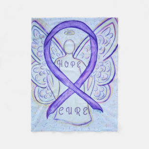 Lavender Awareness Ribbon Hope Cure Angel Blanket Fleecedecke