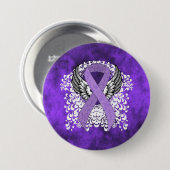 Lavender Awareness Ribbon mit Flügeln Button (Vorne & Hinten)
