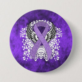 Lavender Awareness Ribbon mit Flügeln Button