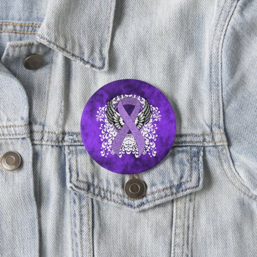 Lavender Awareness Ribbon mit Flügeln Button (Beispiel)