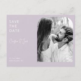 Lavender B/W Foto Arch Wedding Save the Date Postkarte