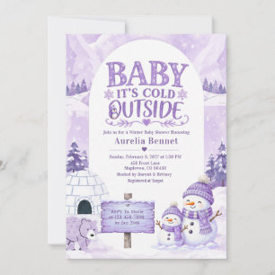 Lavender Baby It's Cold Outside Winter Baby Shower Einladung