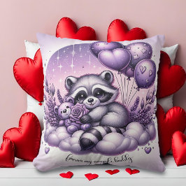 Lavender Balloon Raccoon Valentines Kissen