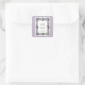 LAVENDER Barockstil Hochzeit - Eigener Text Quadratischer Aufkleber (Tasche)