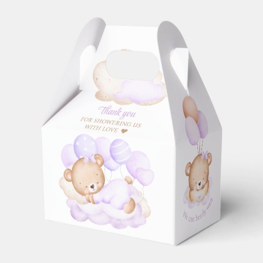 Lavender Bear Girl Baby Duschbox Geschenkschachtel (Rückseite)
