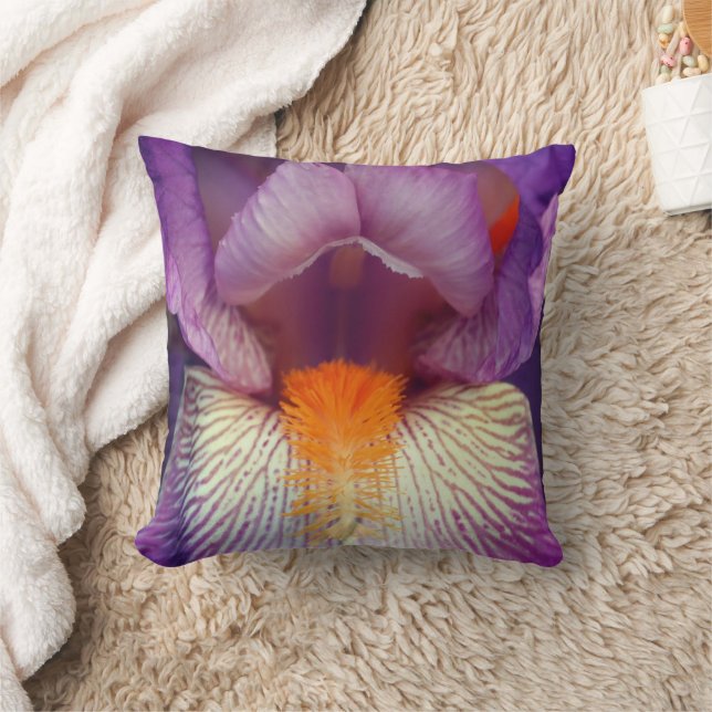 Lavender Bearded Iris Blume Petal Nah Kissen (Decke)