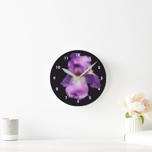 Lavender Bearded Iris Flower Personalized Runde Wanduhr (Zuhause)