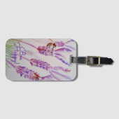 Lavender Bee Happy Herb Watercolor Blume Gepäckanhänger (Vorderseite (Horizontal))