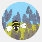 Lavender Bee Round Sticker (Vorderseite)