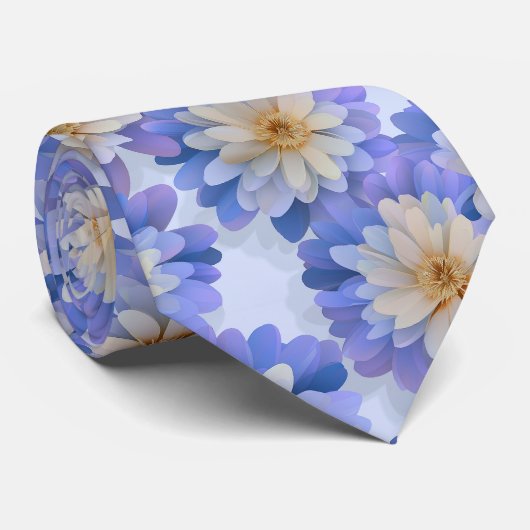 Lavender Beige Daisy Floral Pattern Krawatte (Gerollt)