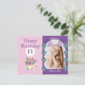 Lavender Bell Blume Geburtstag Foto Text Postkarte (Stehend Vorderseite)