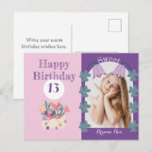 Lavender Bell Blume Geburtstag Foto Text Postkarte (Vorne/Hinten)