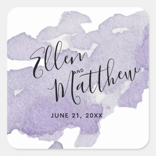 Lavender Berry - Square Wedding Sticker (Vorderseite)