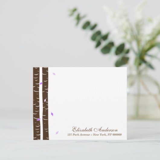 Lavender Birch Trees Flat Mitteilungskarten (Stehend Vorderseite)