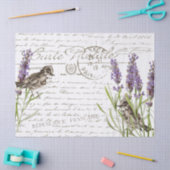 Lavender Bird Postcard Französisches Skriptdekoupa Seidenpapier (Basteln)